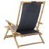 Silla de relax reclinable de bambú y tela gris