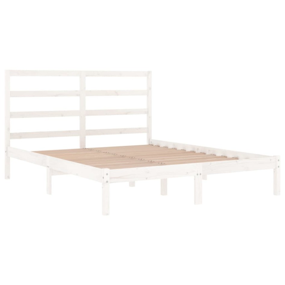 Estructura de cama de madera de pino maciza blanca 140x190