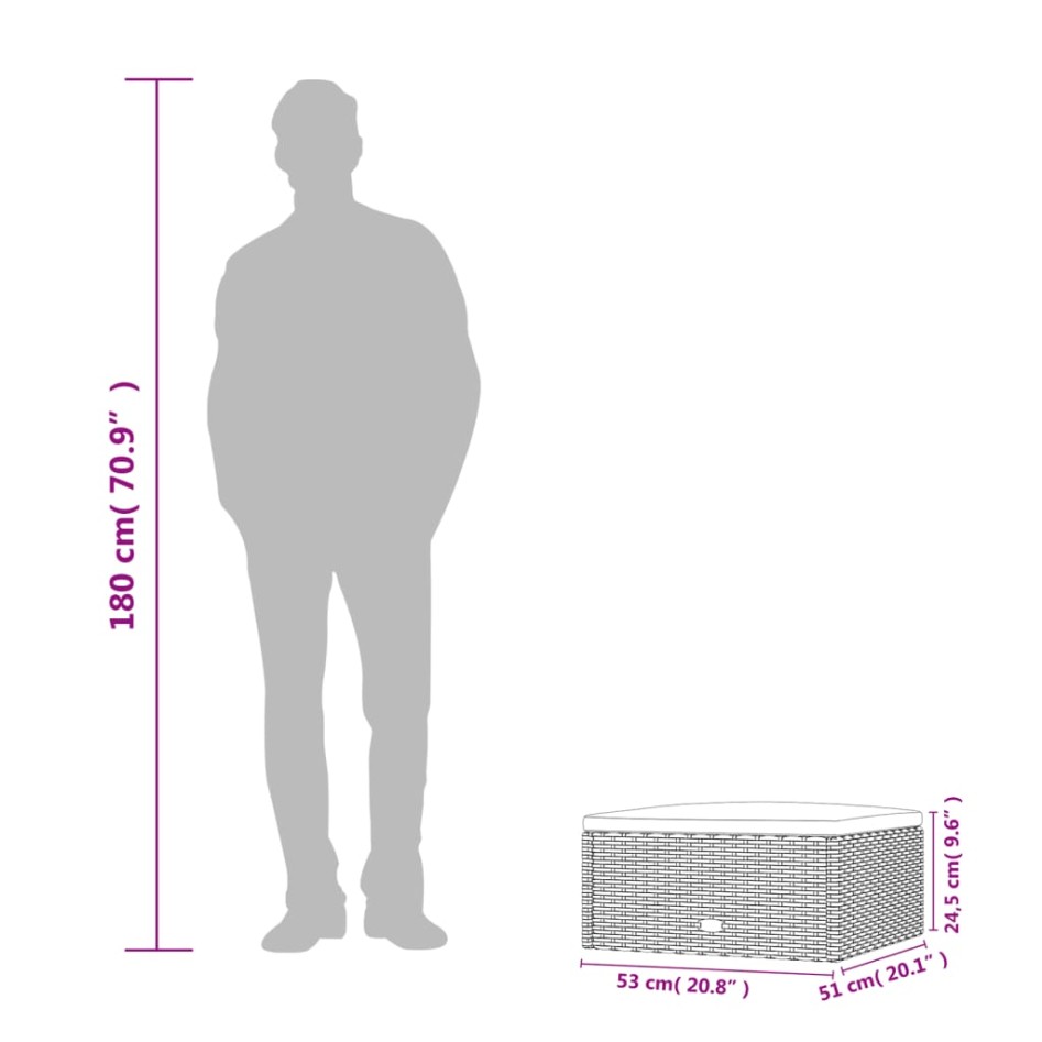 Taburete de jardín con cojín ratán sintético