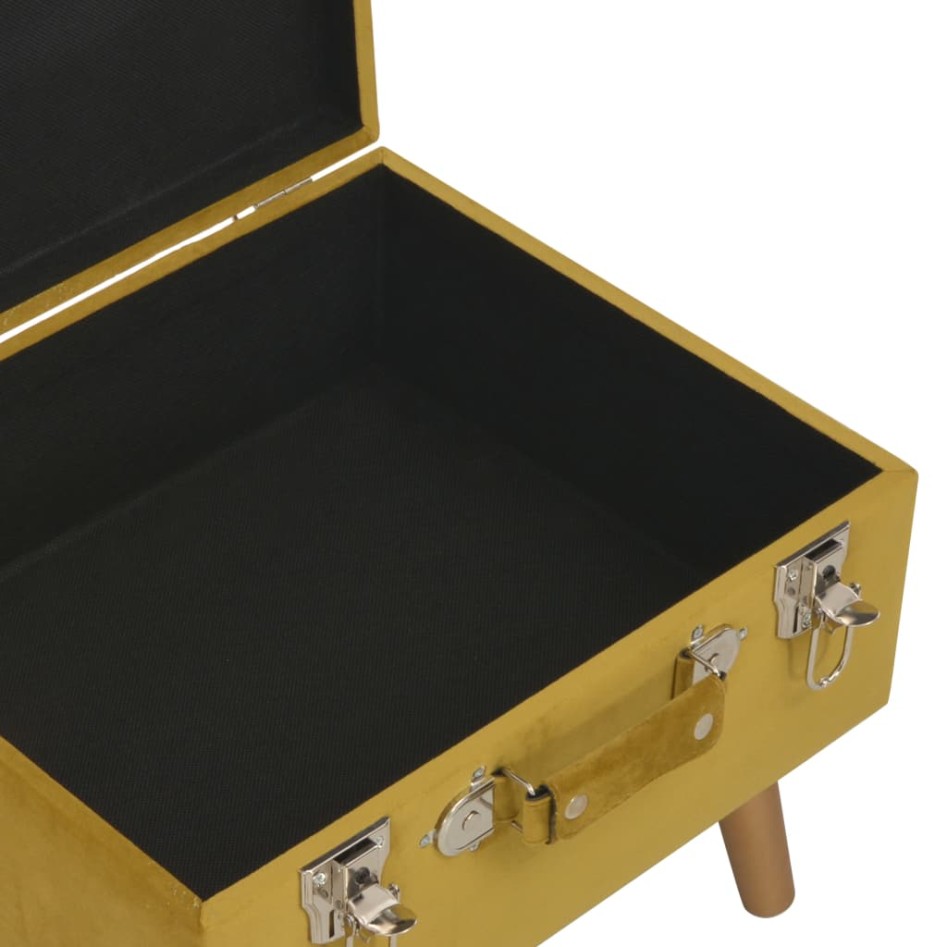 Taburete de almacenamiento de terciopelo amarillo mostaza 40