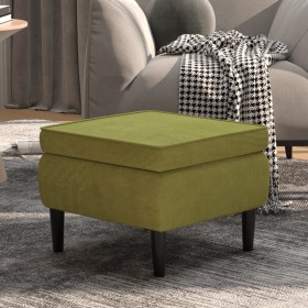 Taburete con patas de madera terciopelo verde