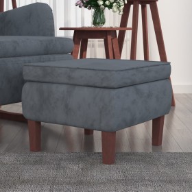 Taburete con patas de madera terciopelo gris