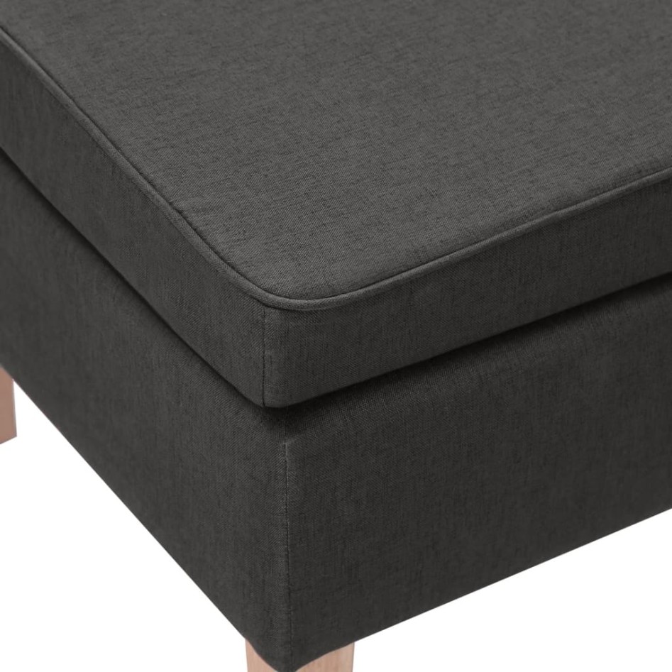 Taburete con patas de madera tapizado tejido gris