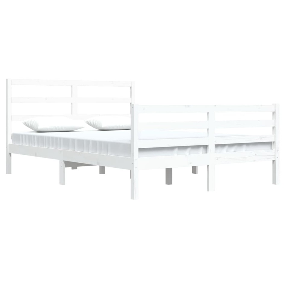 Estructura de cama de madera maciza de pino blanca 160x200