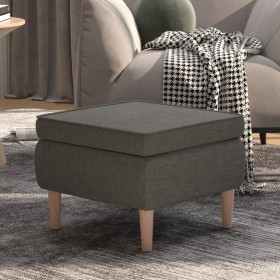 Taburete con patas de madera tapizado tejido gris
