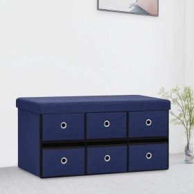 Banco de almacenaje plegable lino sintético azul 76x38x38