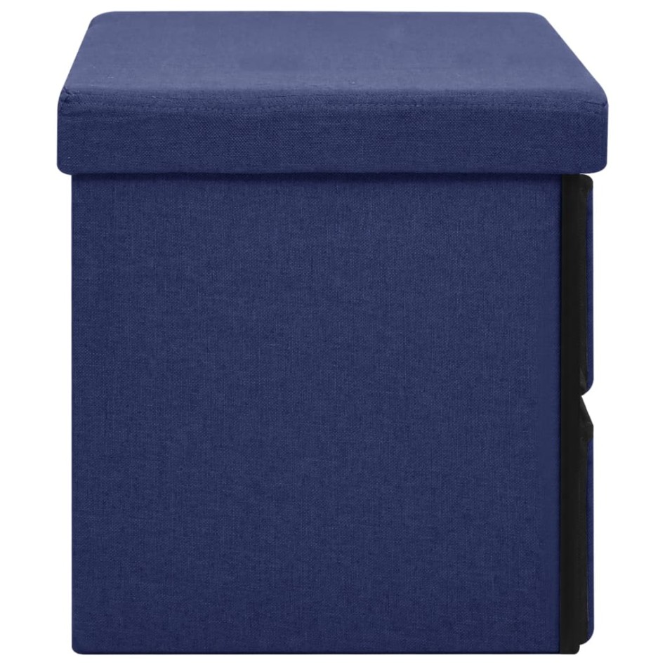 Banco de almacenaje plegable lino sintético azul 76x38x38