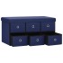 Banco de almacenaje plegable lino sintético azul 76x38x38