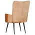 Sillón orejero cuero auténtico marrón y