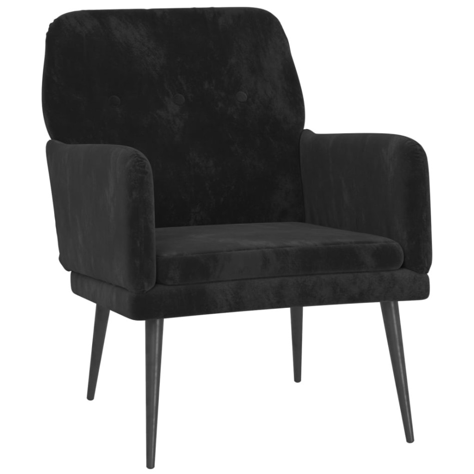 Sillón de terciopelo negro 62x79x79