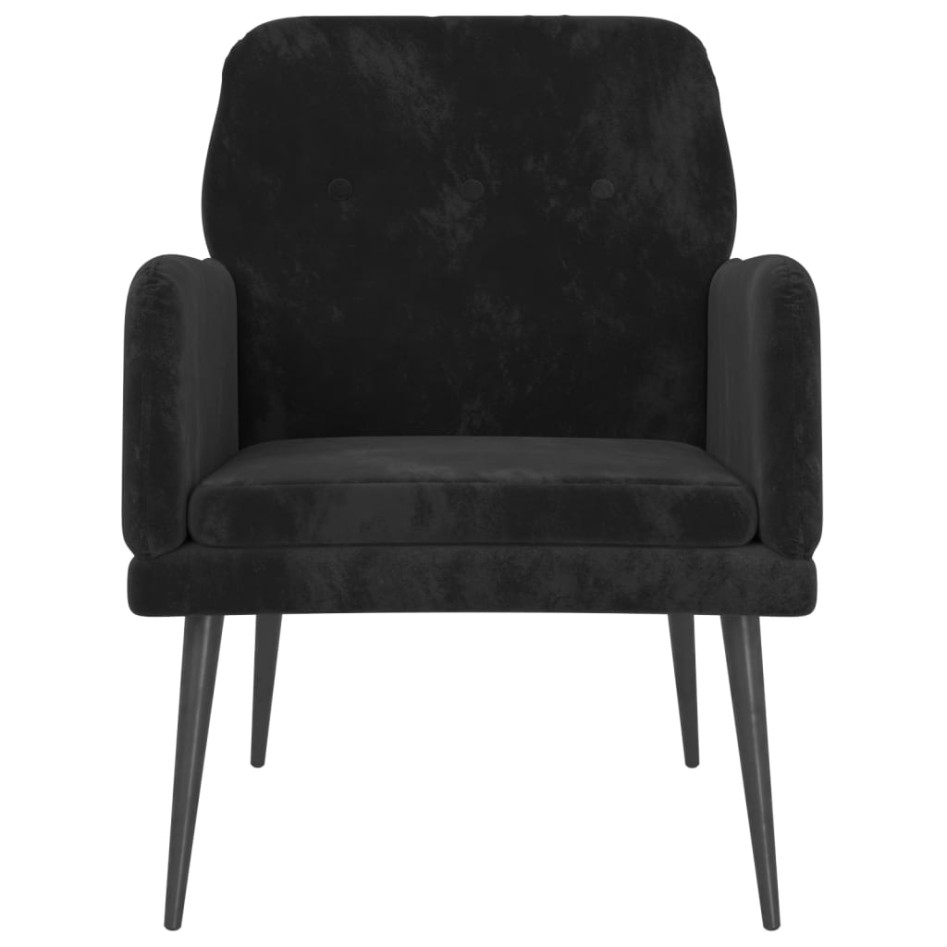 Sillón de terciopelo negro 62x79x79