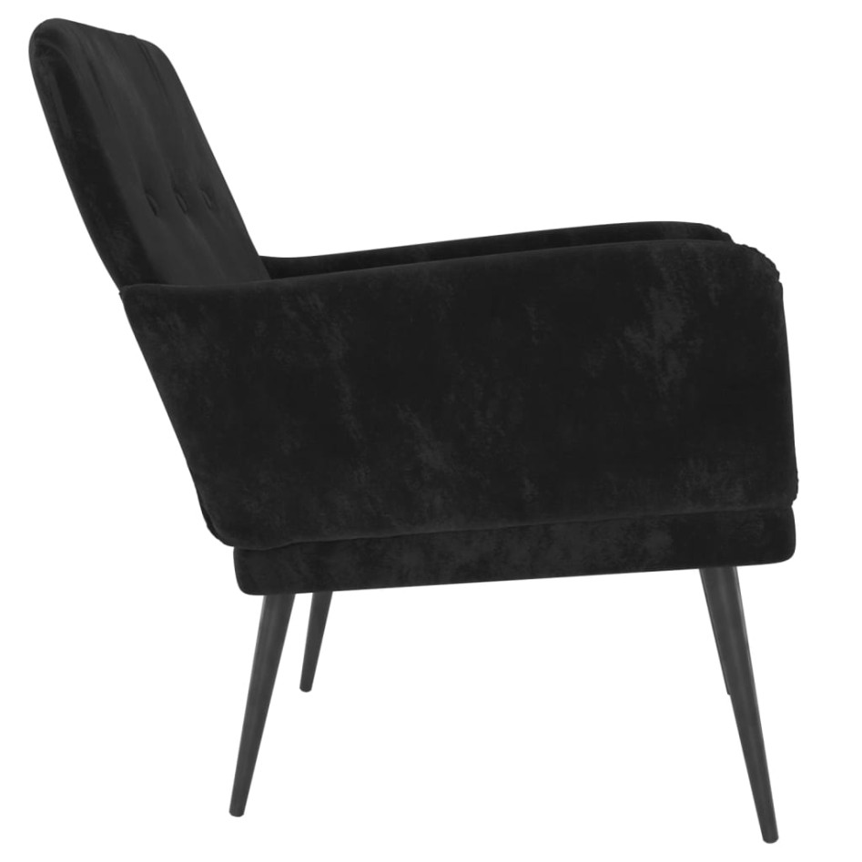 Sillón de terciopelo negro 62x79x79