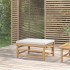 Reposapiés de jardín bambú con cojín gris