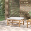 Reposapiés de jardín bambú con cojín gris claro