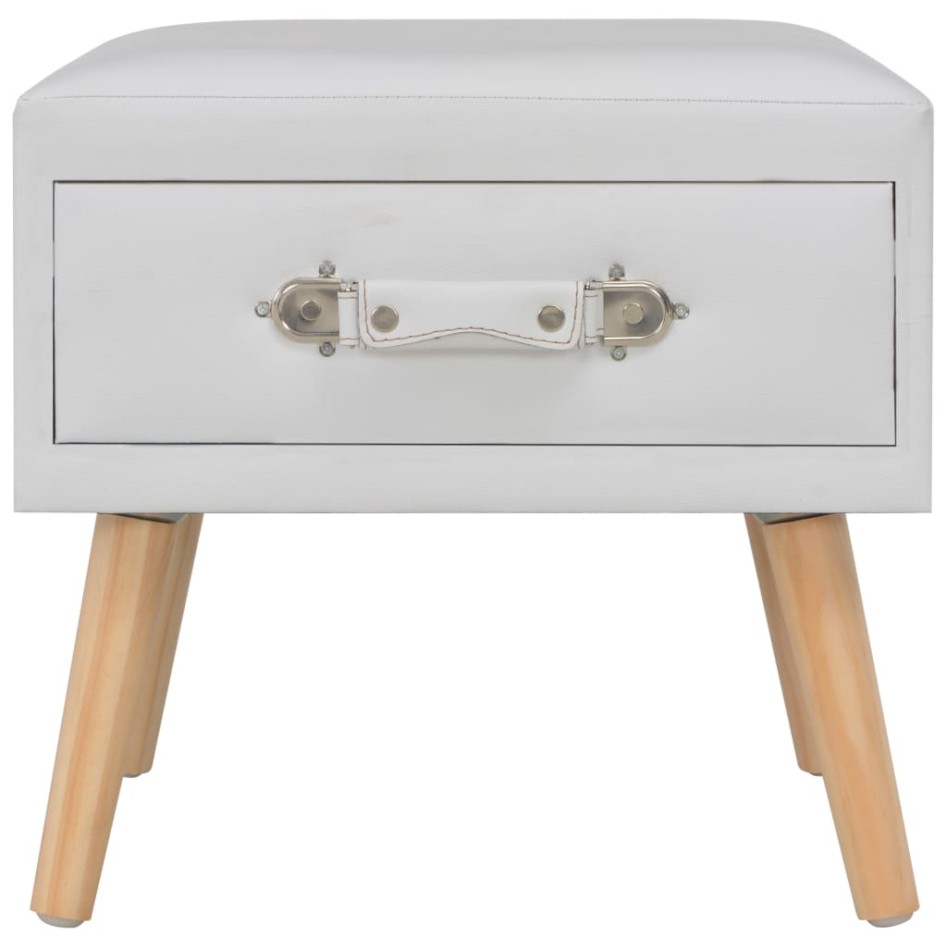 Mesita de noche blanco 40x35x40 cm cuero