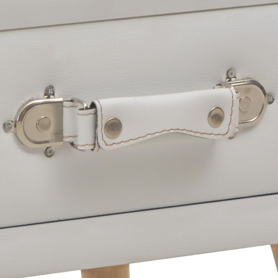 Mesita de noche blanco 40x35x40 cm cuero