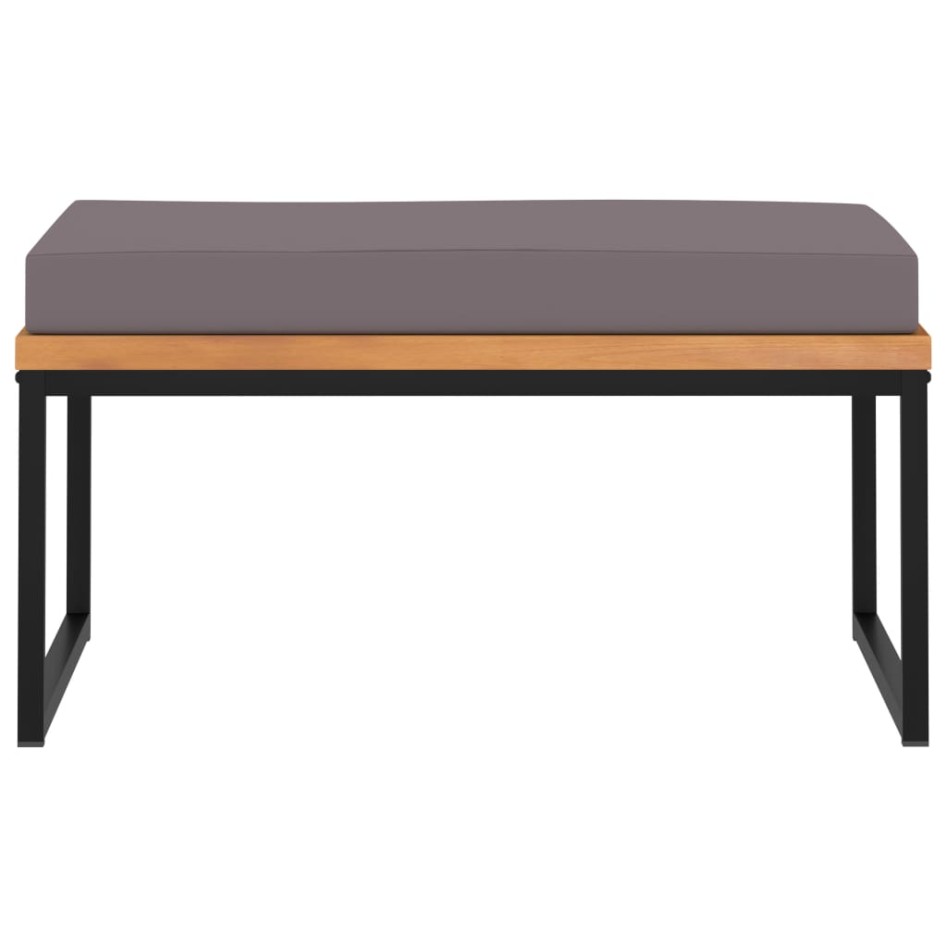 Reposapiés y cojín madera maciza acacia gris oscuro 66x66x36