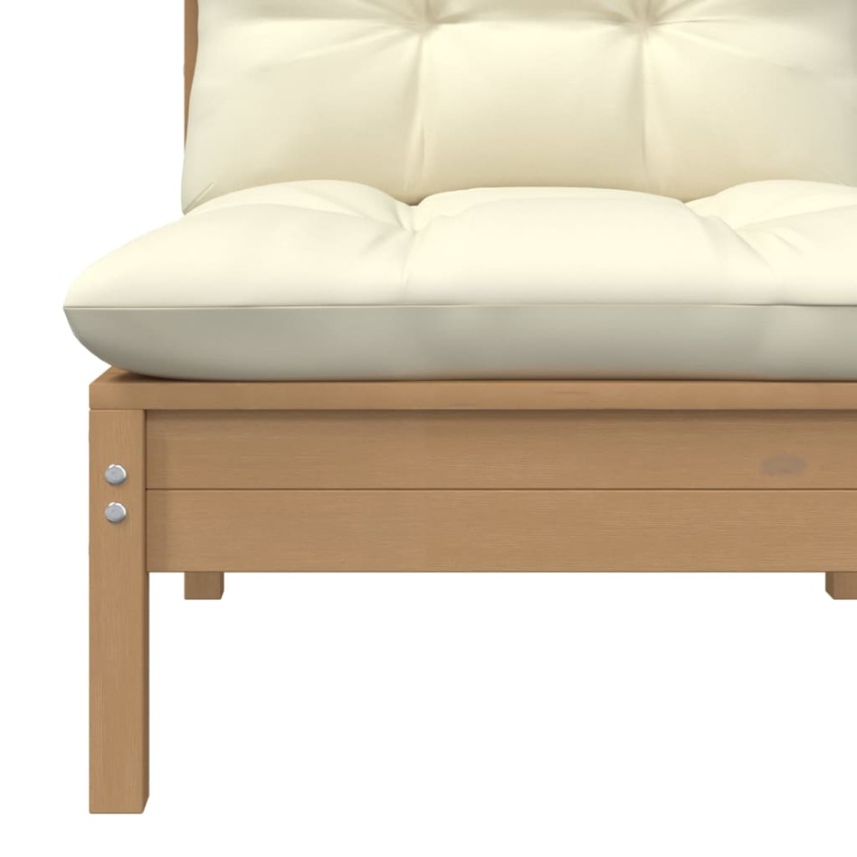 Sofá central de jardín con cojines madera de pino marrón