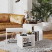 Mesas apilables 3 piezas madera contrachapada blanco