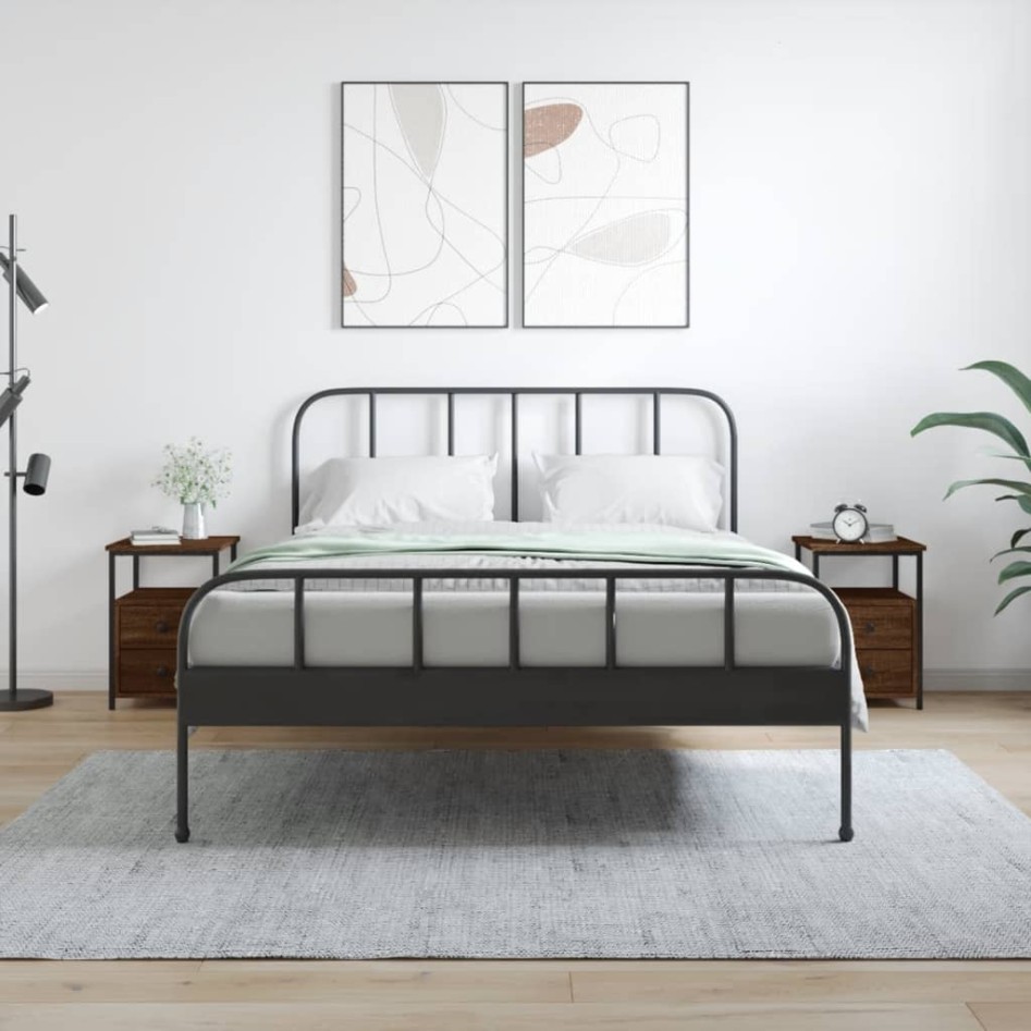 Mesitas noche 2 uds madera ingeniería marrón roble