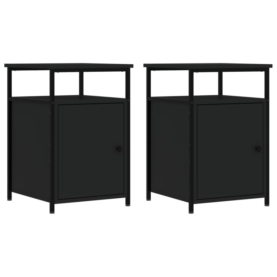Mesitas de noche 2 uds madera contrachapada negro 40x42x60