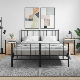 Mesitas noche 2 uds madera contrachapada color roble