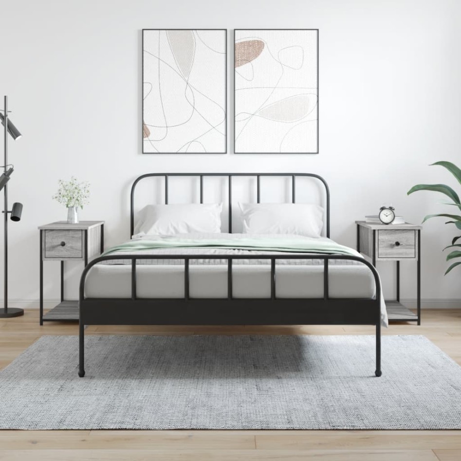 Mesitas noche 2 uds madera ingeniería gris Sonoma 30x60x60