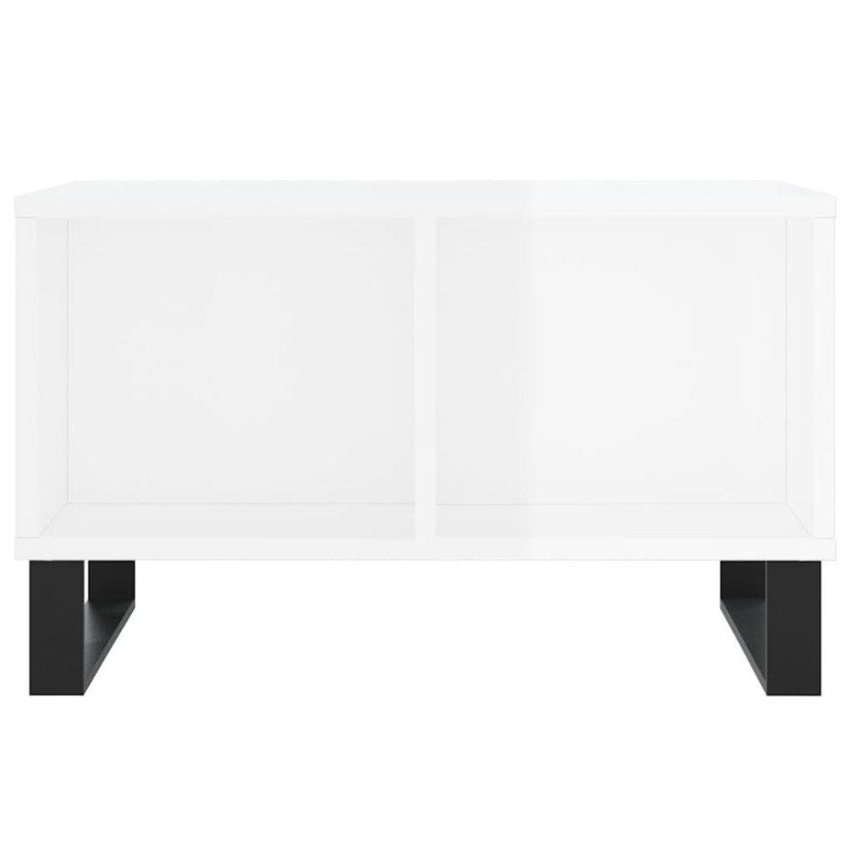Mesa de centro madera contrachapada blanco brillo 60x50x36,5
