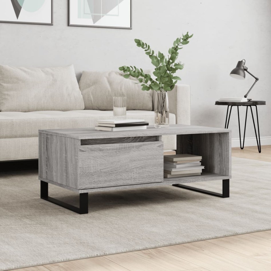 Mesa de centro madera contrachapada gris Sonoma 90x50x36,5
