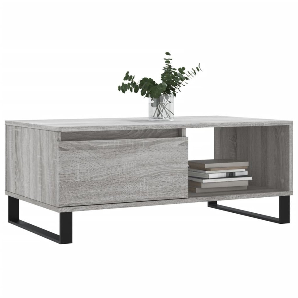 Mesa de centro madera contrachapada gris Sonoma 90x50x36,5
