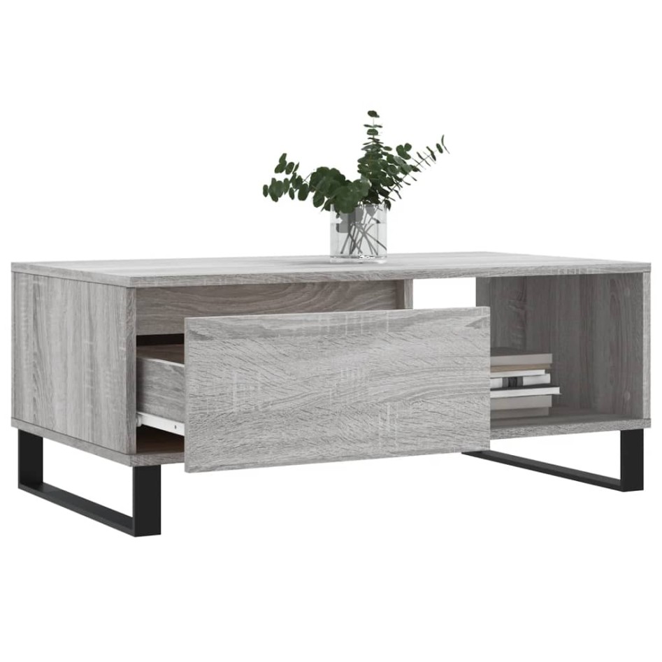 Mesa de centro madera contrachapada gris Sonoma 90x50x36,5