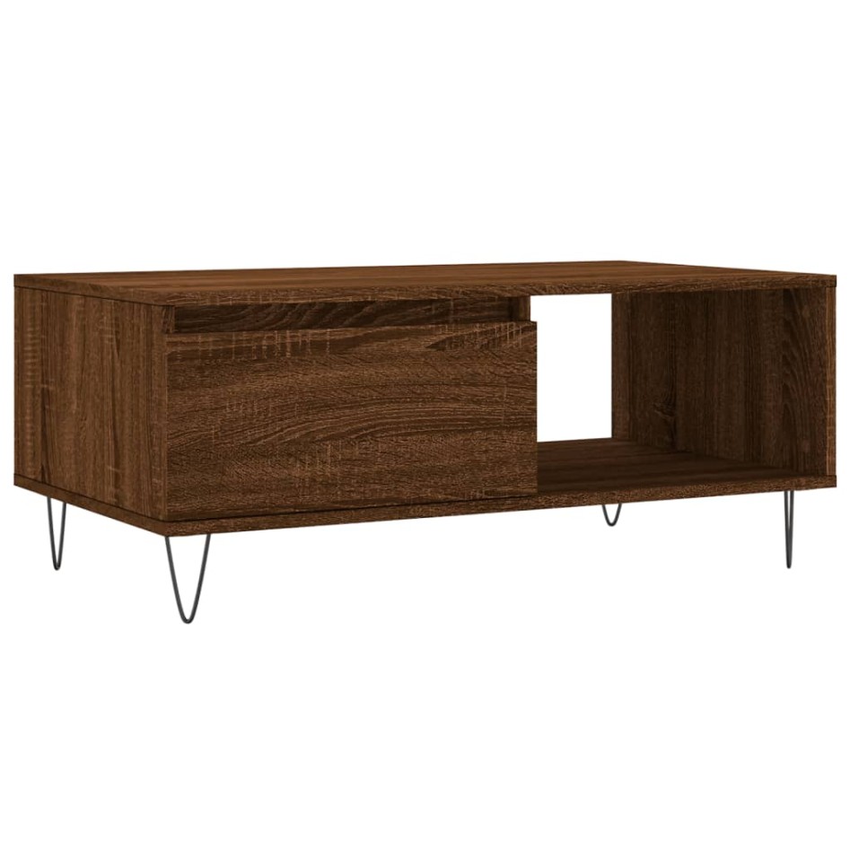 Mesa de centro madera contrachapada marrón roble 90x50x36,5