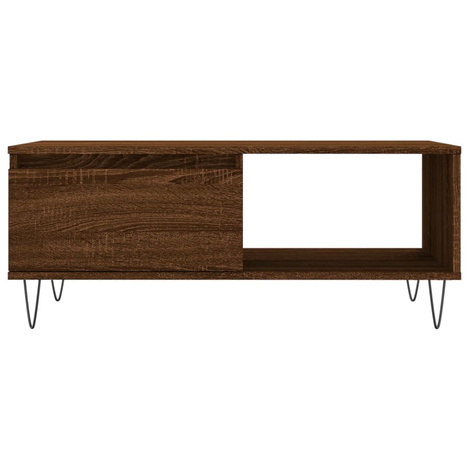 Mesa de centro madera contrachapada marrón roble 90x50x36,5