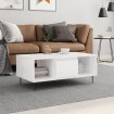 Mesa de centro madera contrachapada blanco brillo 90x50x36,5 cm