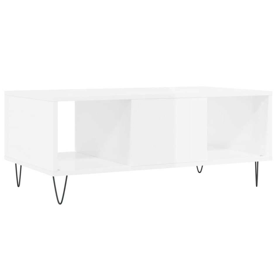 Mesa de centro madera contrachapada blanco brillo 90x50x36,5