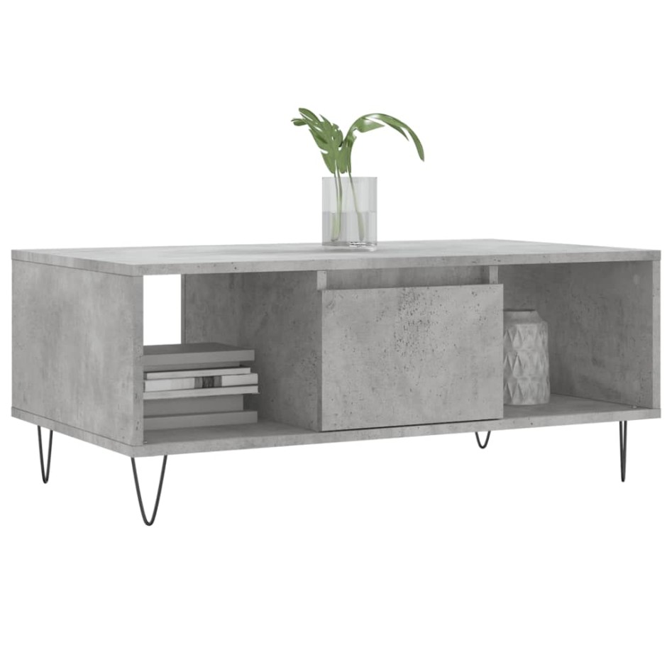 Mesa de centro madera contrachapada gris hormigón 90x50x36,5