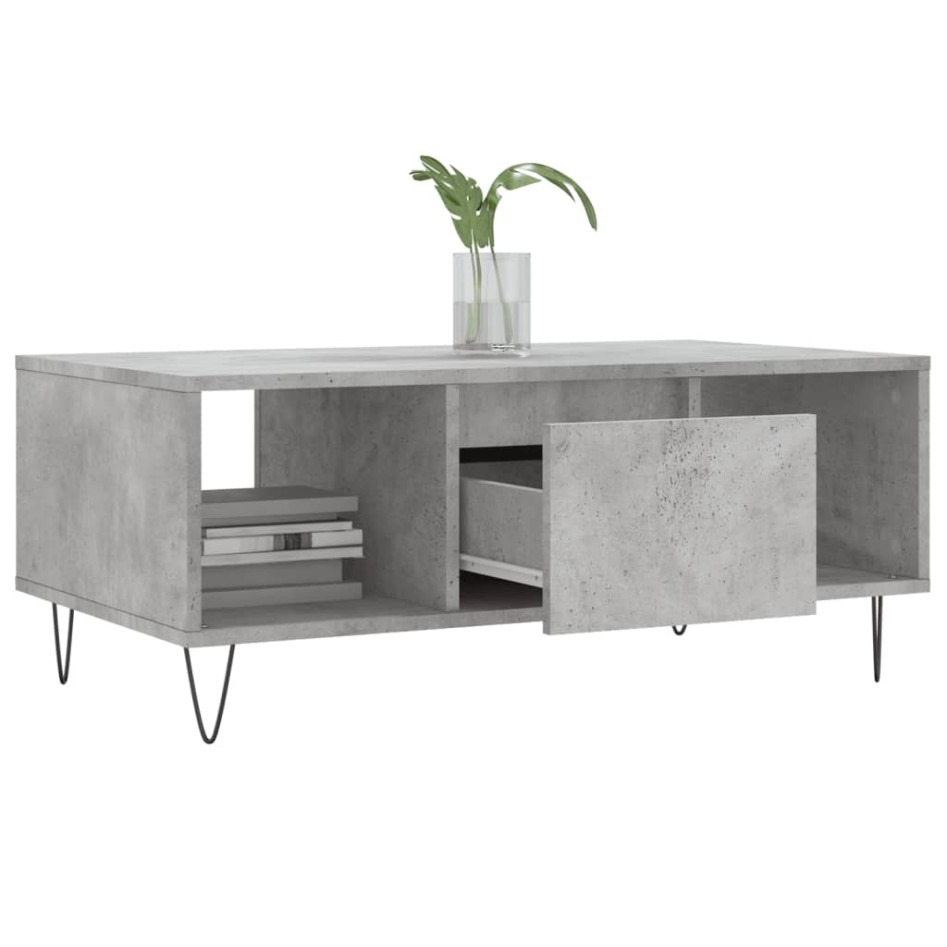 Mesa de centro madera contrachapada gris hormigón 90x50x36,5