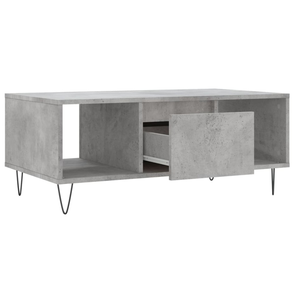 Mesa de centro madera contrachapada gris hormigón 90x50x36,5
