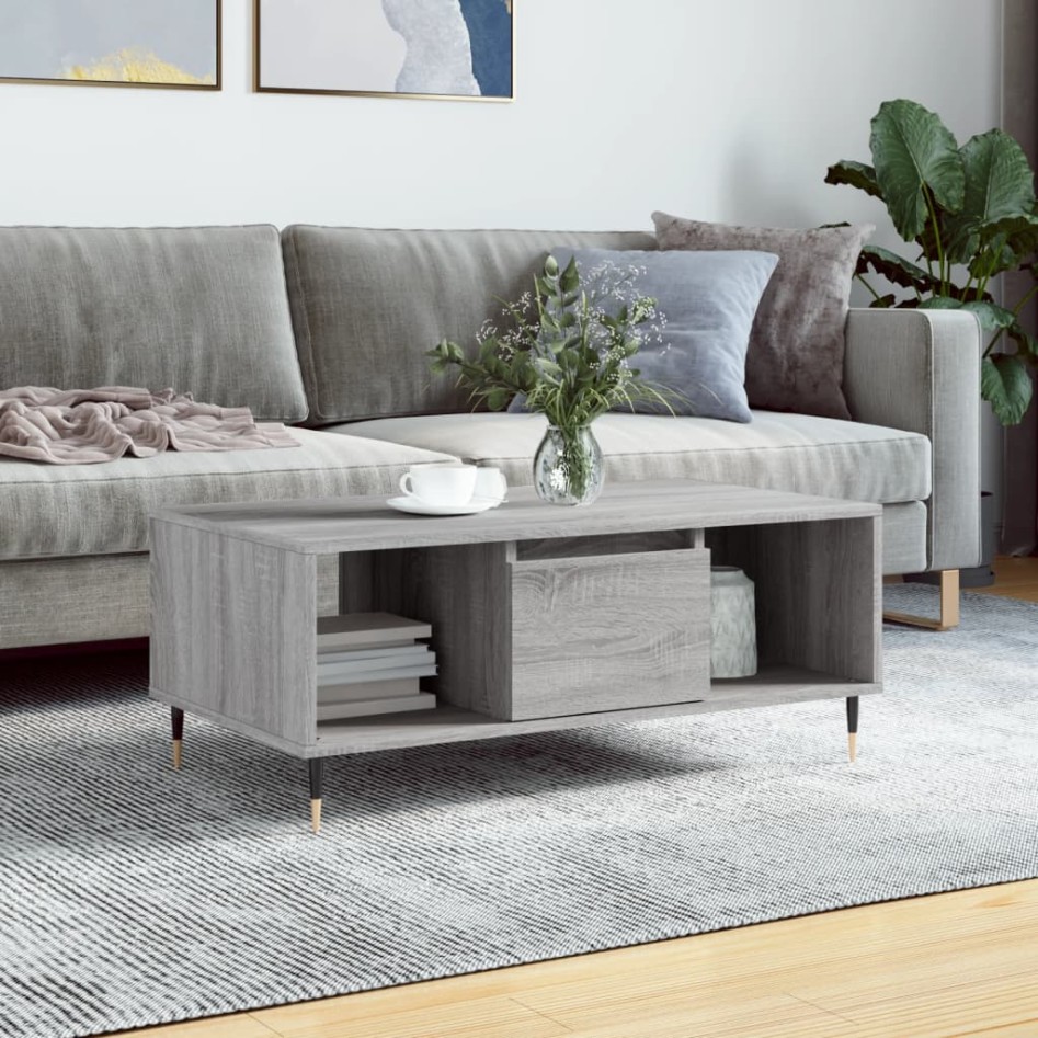 Mesa de centro madera contrachapada gris Sonoma 90x50x36,5