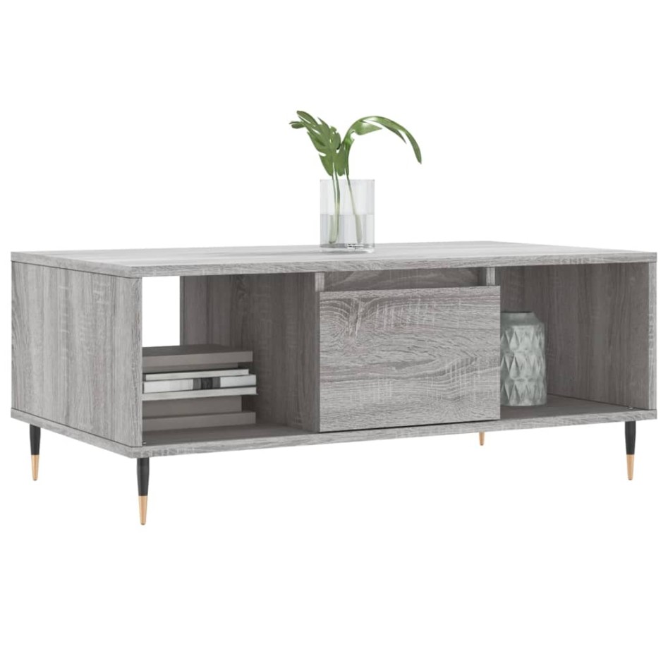 Mesa de centro madera contrachapada gris Sonoma 90x50x36,5