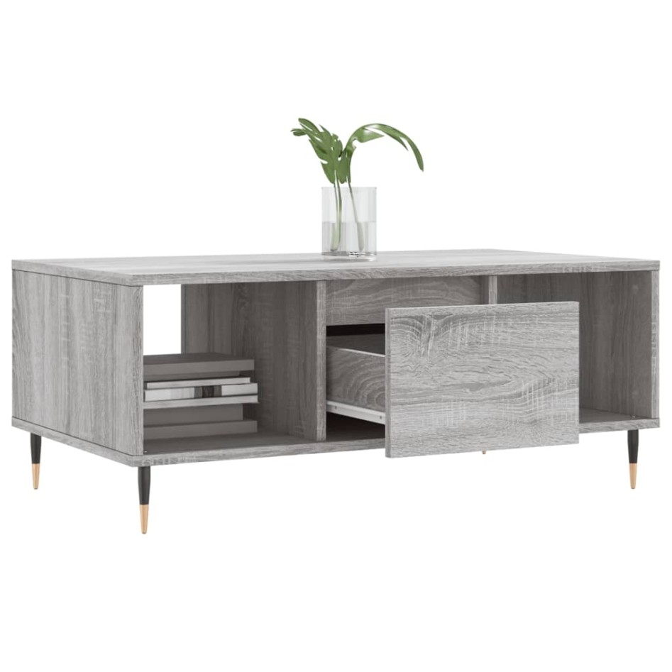 Mesa de centro madera contrachapada gris Sonoma 90x50x36,5