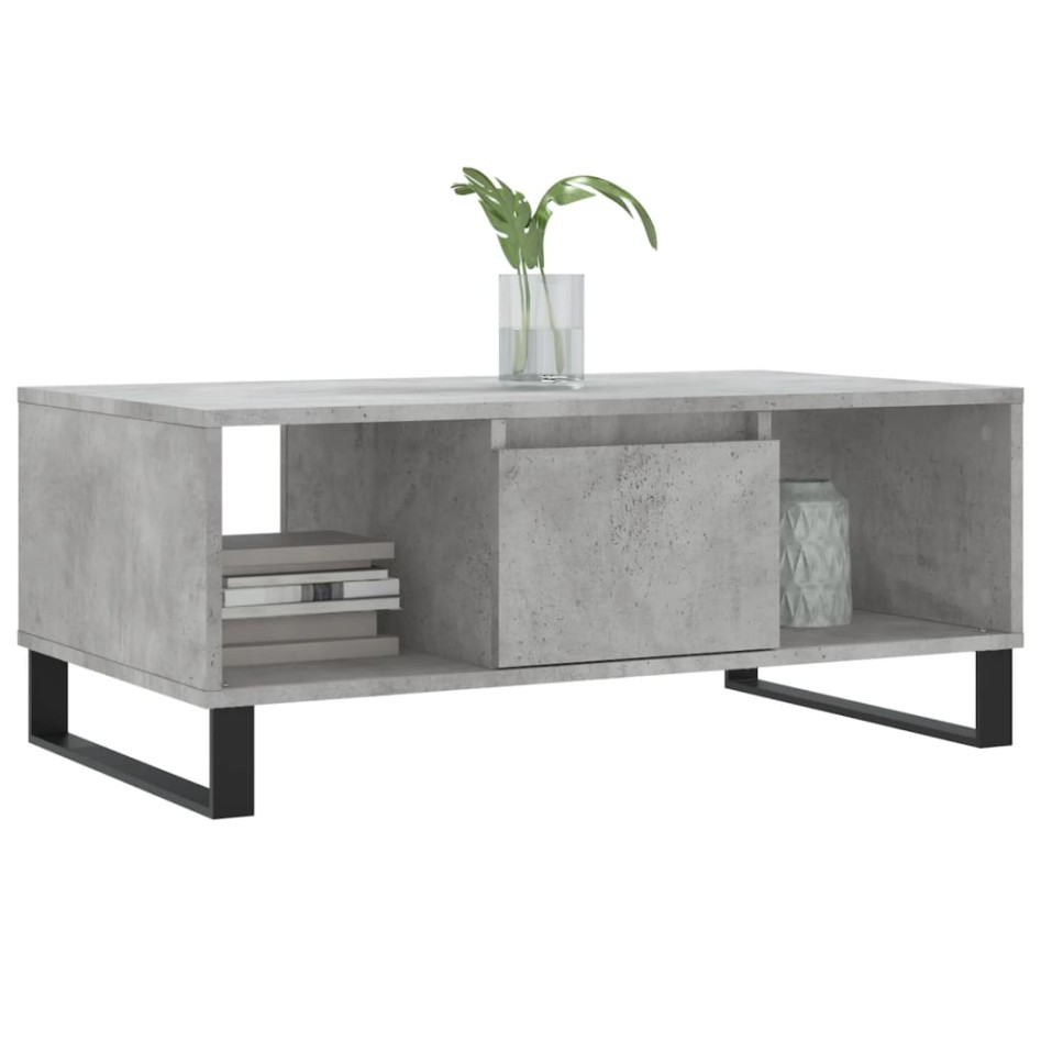 Mesa de centro madera contrachapada gris hormigón 90x50x36,5