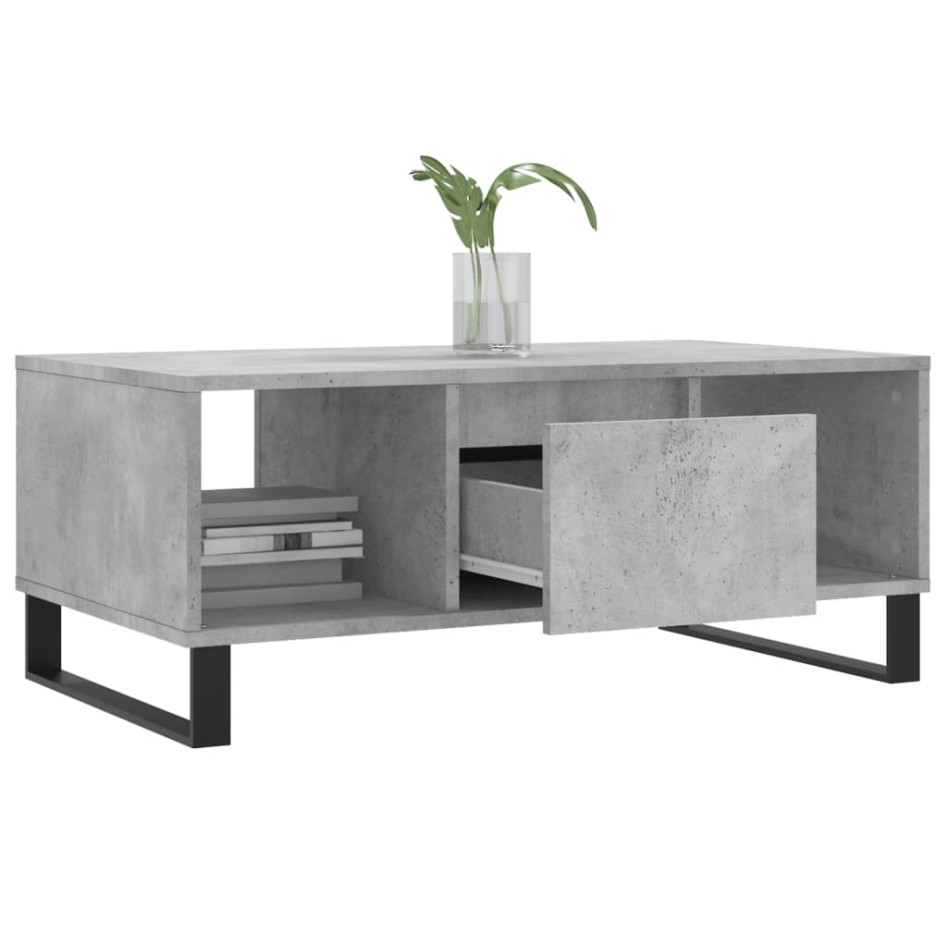 Mesa de centro madera contrachapada gris hormigón 90x50x36,5