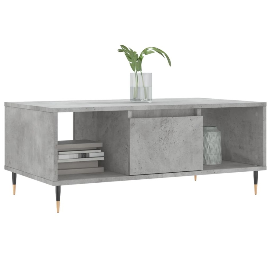 Mesa de centro madera contrachapada gris hormigón 90x50x36,5