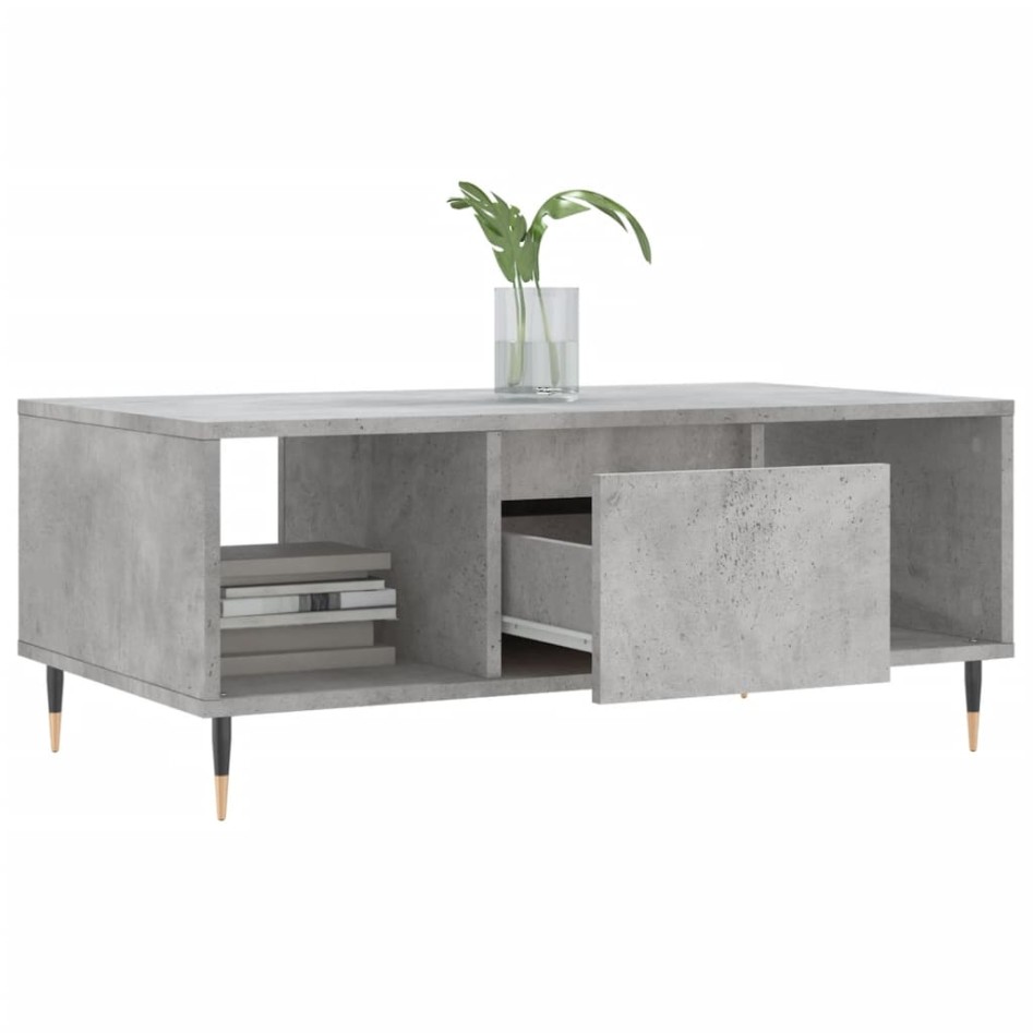Mesa de centro madera contrachapada gris hormigón 90x50x36,5