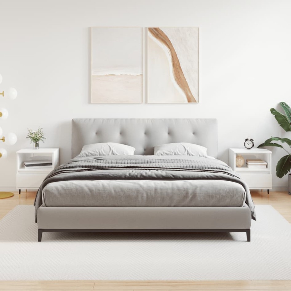 Mesitas noche 2 uds madera ingeniería blanco brillo 40x35x50