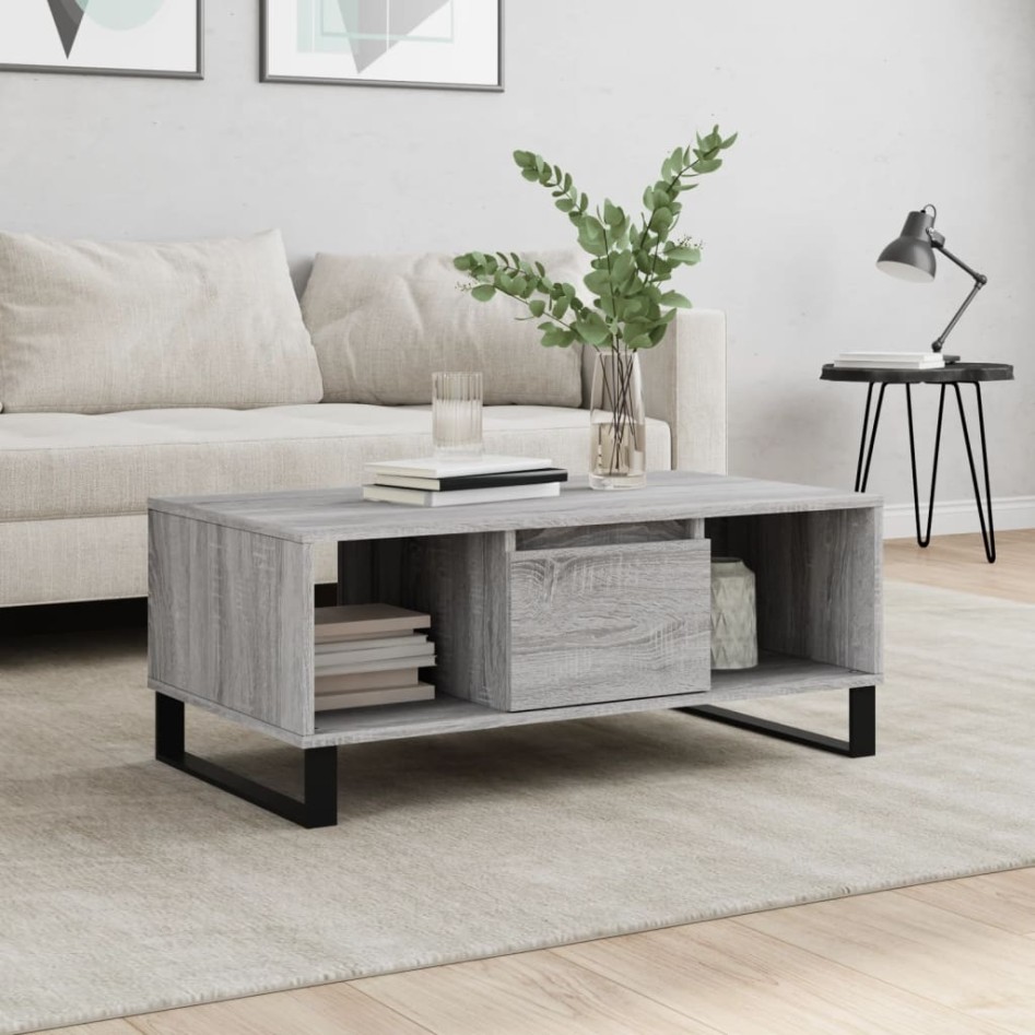 Mesa de centro madera contrachapada gris Sonoma 90x50x36,5