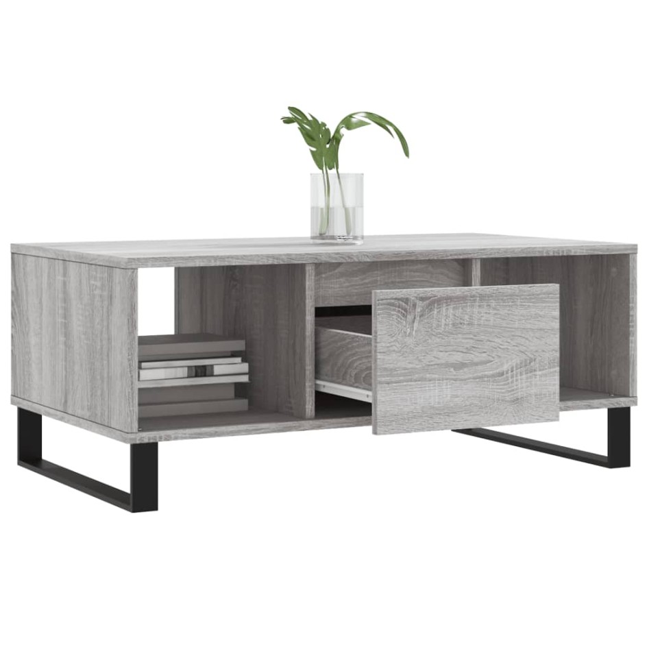 Mesa de centro madera contrachapada gris Sonoma 90x50x36,5