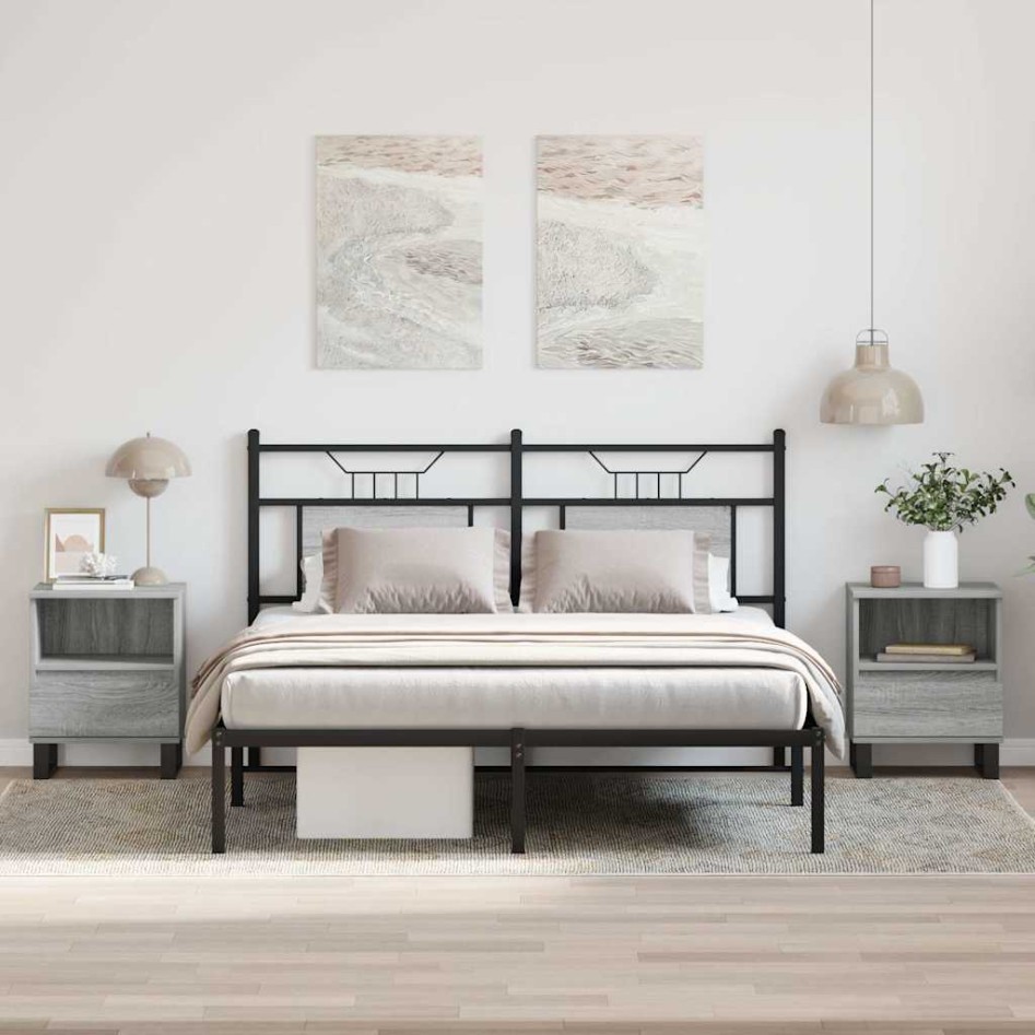 Mesita de noche 2 uds madera ingeniería gris Sonoma 40x35x50