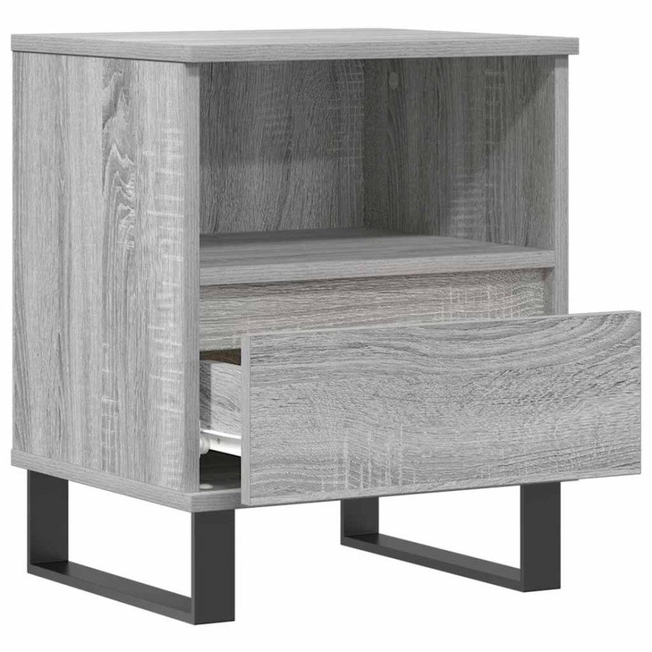 Mesita de noche 2 uds madera ingeniería gris Sonoma 40x35x50